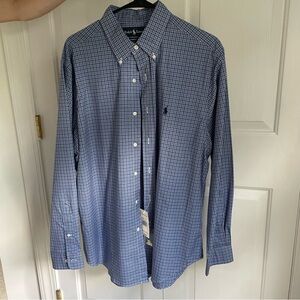 NWT Ralph Lauren blue button down. Neck size 16.5, arm length 34/35.